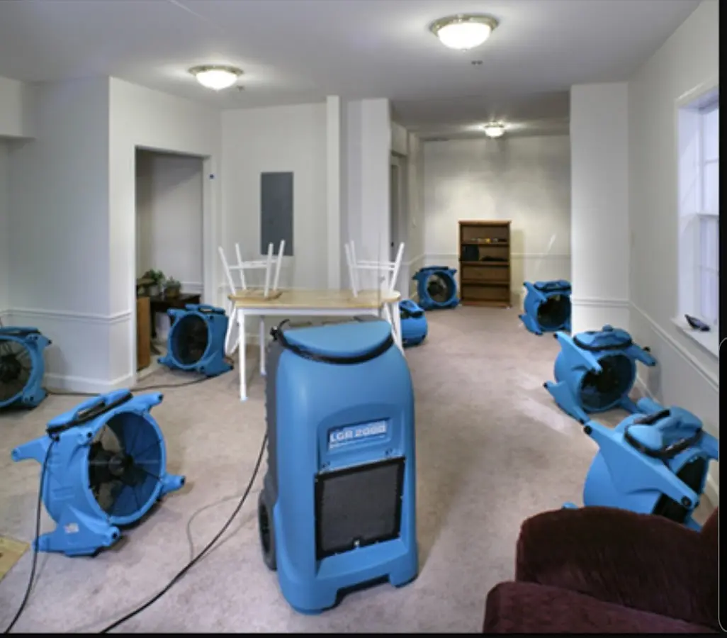 Air movers and dehumidifier setup for Water Damage Restoration in Wekiwa Springs